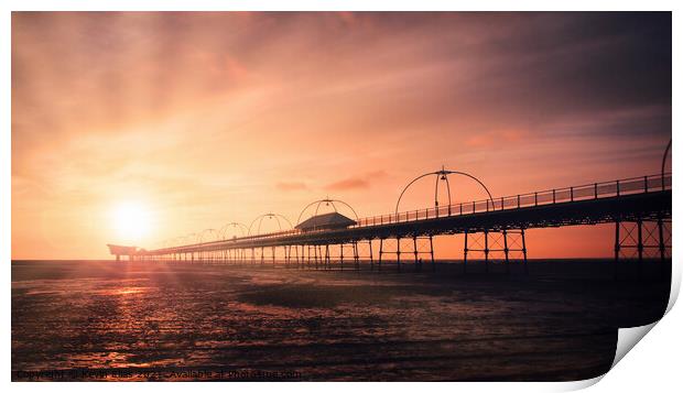 Pier sunset Print by Kevin Elias