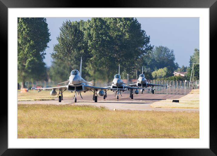 Three Eurofighter Typhoons taxiing out Framed Mounted Print by Jason Wells
