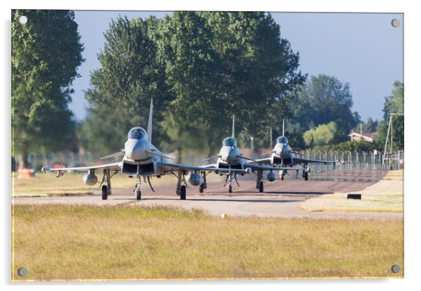 Three Eurofighter Typhoons taxiing out Acrylic by Jason Wells