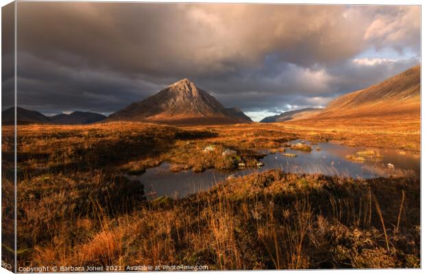 Glen Coe, Buachaille Etive Mor Sunrise Light Canvas Print by Barbara Jones