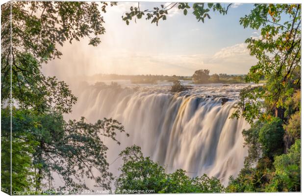 Victoria Falls landscape on Zambezi river Canvas Print by Delphimages Art
