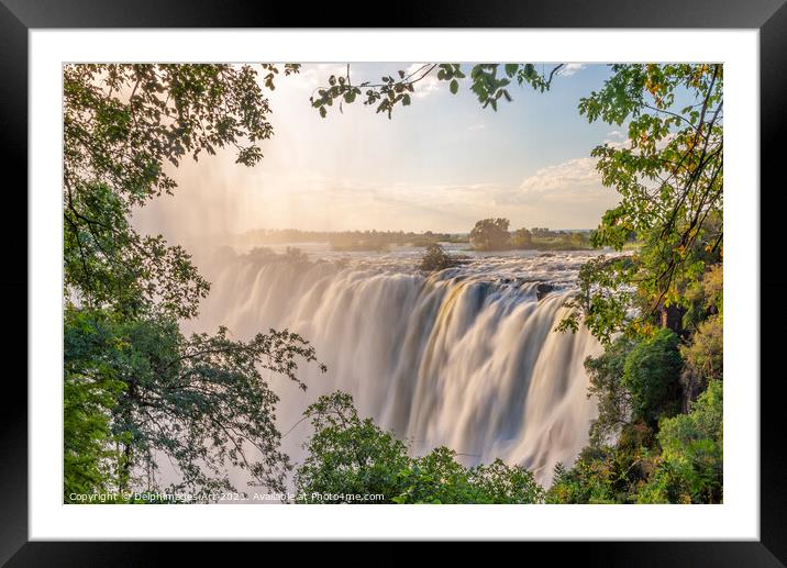 Victoria Falls landscape on Zambezi river Framed Mounted Print by Delphimages Art