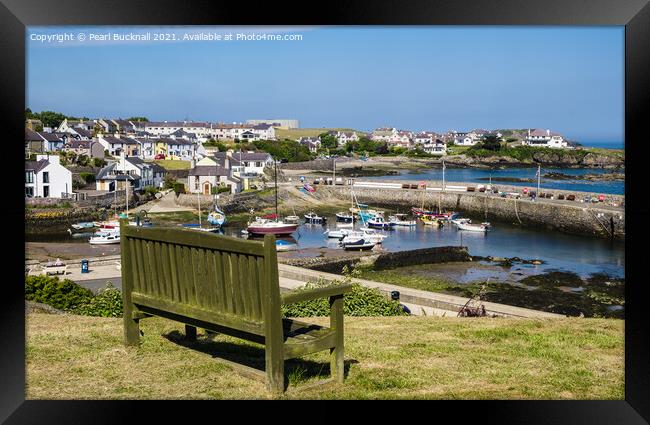 Overlooking Cemaes Harbour on Anglesey Framed Print by Pearl Bucknall