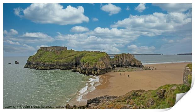 Castle Beach in Tenby. Print by John Biggadike