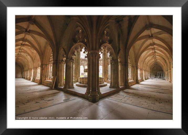 Archway of an old monastery. Cloisters of Batalha Monastery Framed Mounted Print by nuno valadas