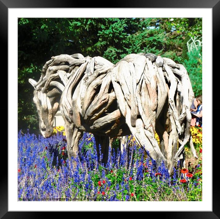 Horse created from driftwood Framed Mounted Print by Stephanie Moore