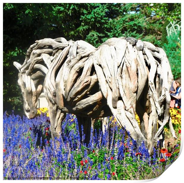 Horse created from driftwood Print by Stephanie Moore