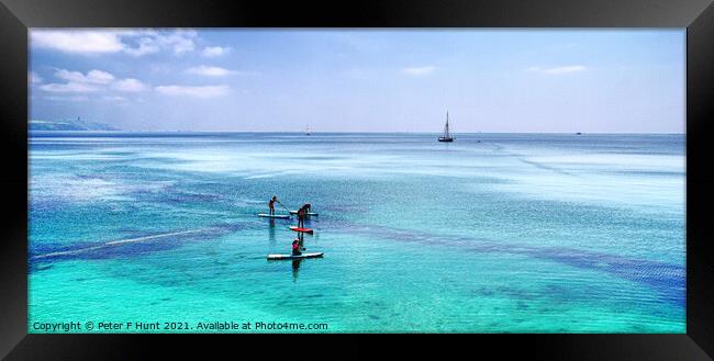 Paddle Boarding Off Charlestown Framed Print by Peter F Hunt