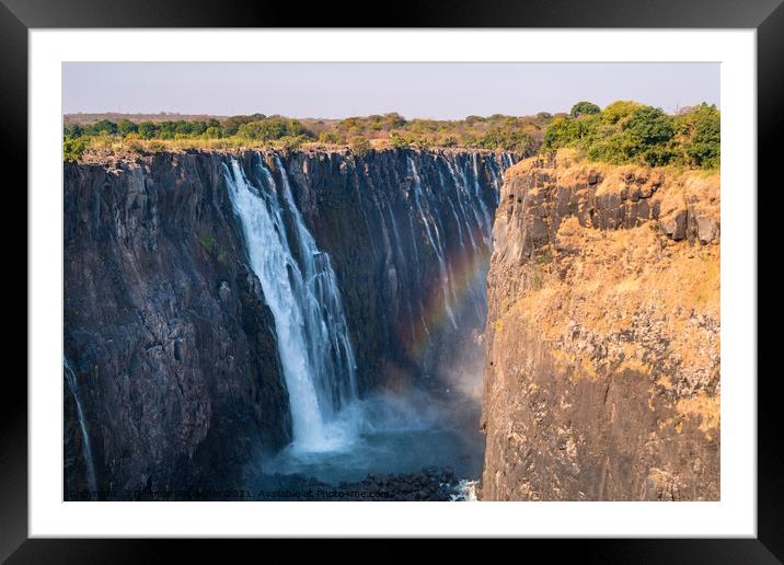 Victoria Falls and Gorge with Rainbow Framed Mounted Print by Dietmar Rauscher