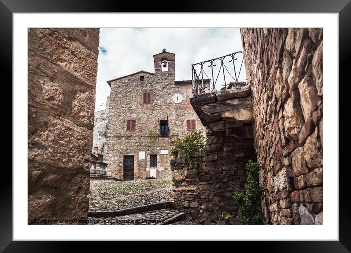 Piazza Vecchietta in Castiglione d'Orcia, Tuscany Framed Mounted Print by Dietmar Rauscher