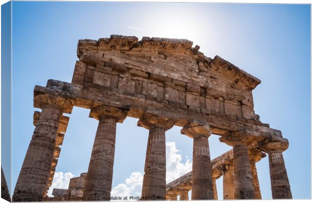 Temple of Athena in Paestum, Italy known as Temple of Ceres Arch Canvas Print by Dietmar Rauscher