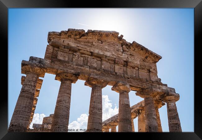 Temple of Athena in Paestum, Italy known as Temple of Ceres Arch Framed Print by Dietmar Rauscher