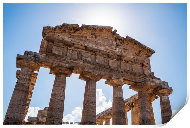 Temple of Athena in Paestum, Italy known as Temple of Ceres Arch Print by Dietmar Rauscher