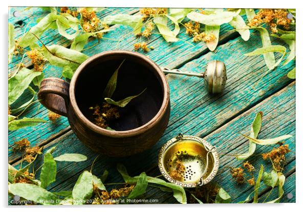 Healing tea from linden,cup of linden tea Acrylic by Mykola Lunov Mykola