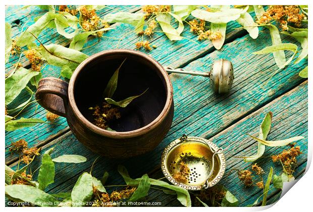 Healing tea from linden,cup of linden tea Print by Mykola Lunov Mykola