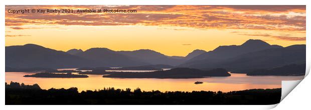 Loch Lomond sunset Print by Kay Roxby