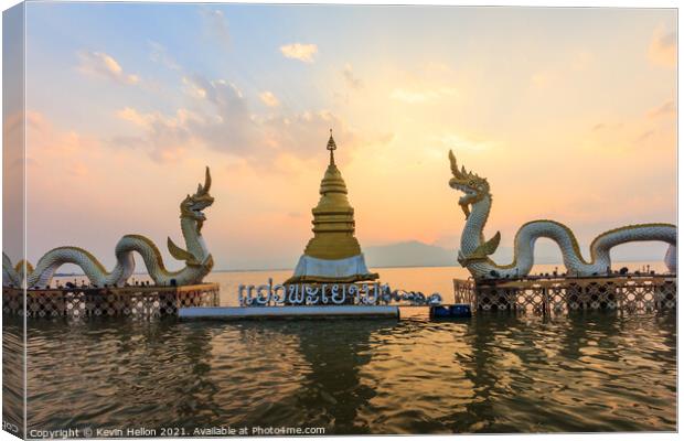 Sunset over Phayao lake. Canvas Print by Kevin Hellon