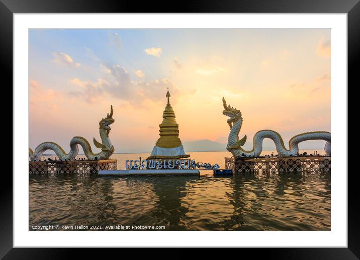 Sunset over Phayao lake. Framed Mounted Print by Kevin Hellon