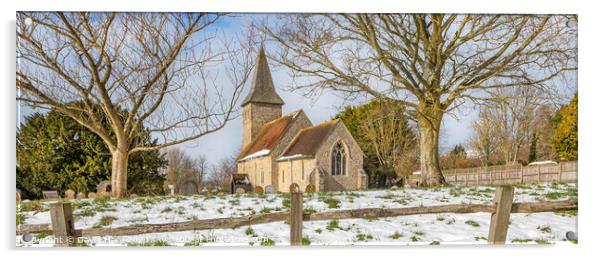 Postling Church, Kent. Acrylic by David Hare