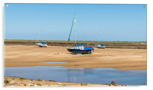 Trio of boats beached at Wells next the Sea Acrylic by Jason Wells