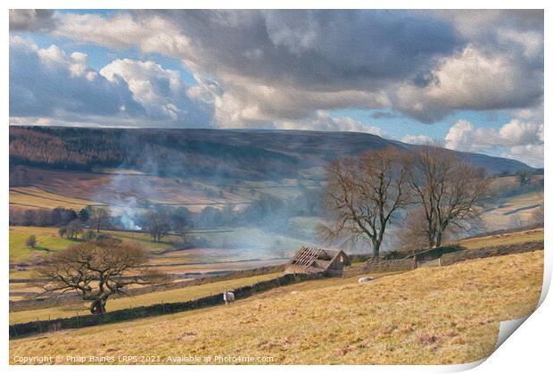 Yorkshire Dales near Appletreewick Print by Philip Baines