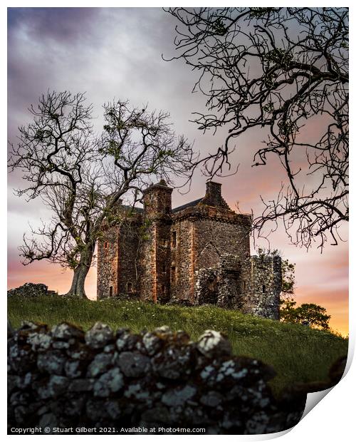 Balvaird Castle Sunset Print by Stuart Gilbert