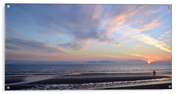 Another day ends, Ayr beach Arran sunset Acrylic by Allan Durward Photography