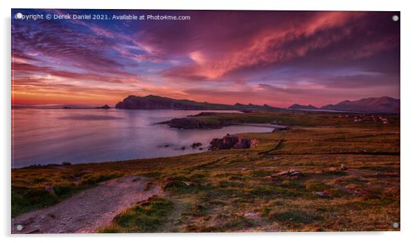 Sybil Head Sunset, Dingle Peninsula, Ireland (pano Acrylic by Derek Daniel