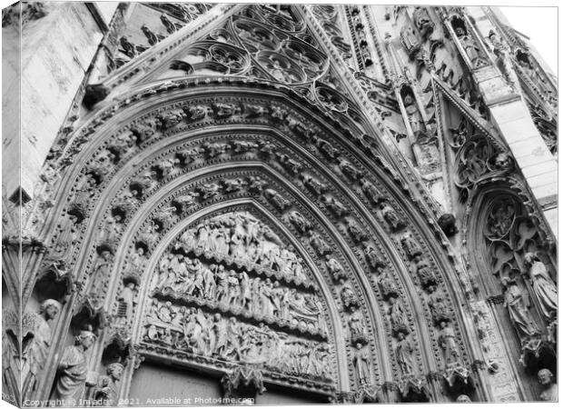 Rouen Cathedral, Normandy, France, Monochrome Canvas Print by Imladris 