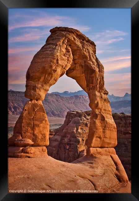 Arches National Park, Delicate arch Framed Print by Delphimages Art