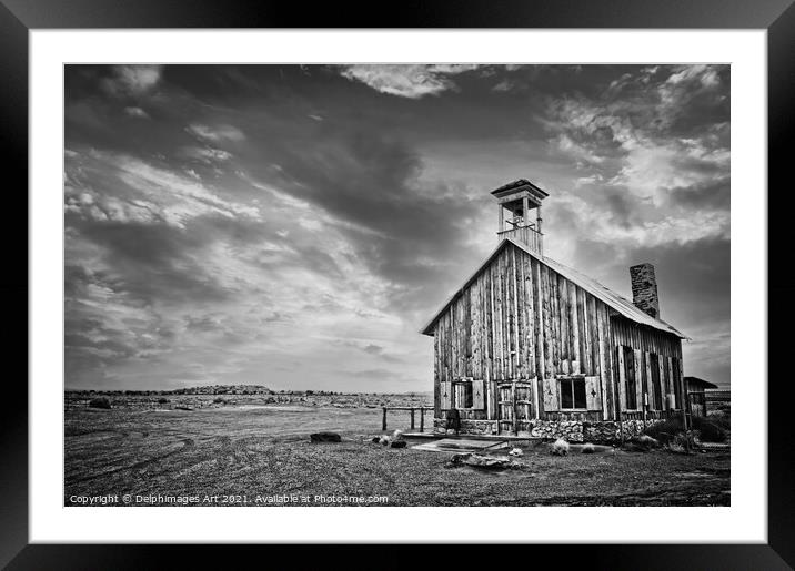 Old wooden church near Moab in Utah, USA Framed Mounted Print by Delphimages Art