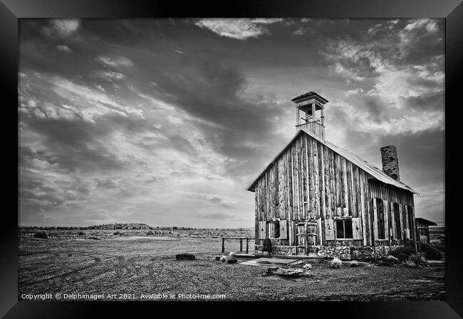 Old wooden church near Moab in Utah, USA Framed Print by Delphimages Art
