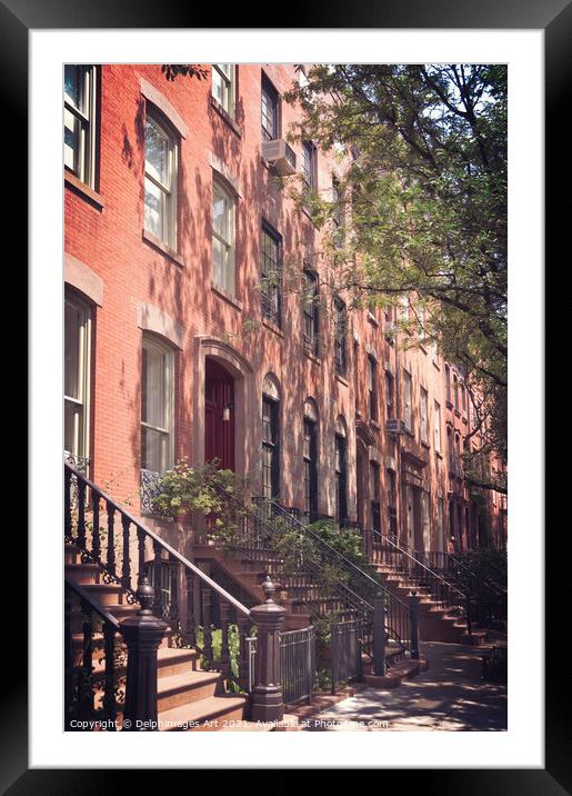 New York  townhouses, Greenwich village Framed Mounted Print by Delphimages Art