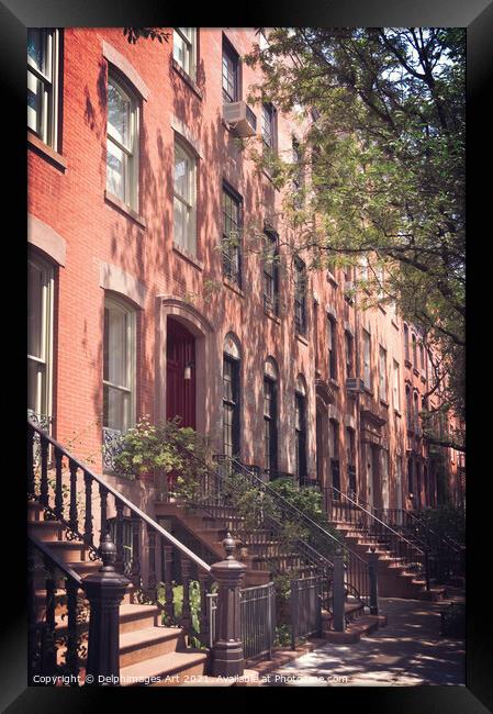 New York  townhouses, Greenwich village Framed Print by Delphimages Art