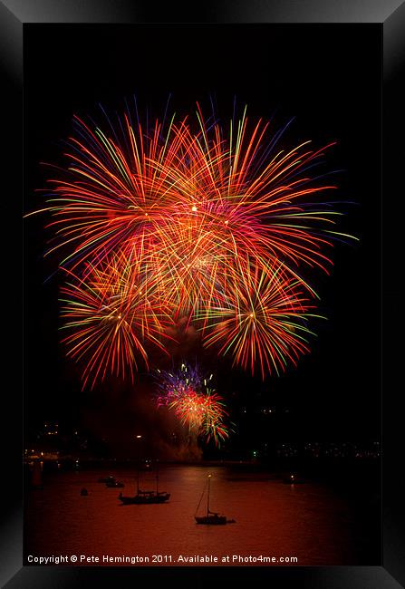 Fireworks at Plymouth Framed Print by Pete Hemington