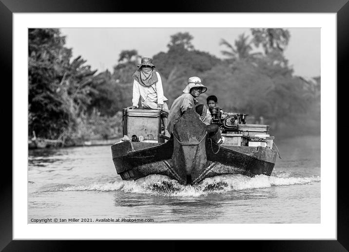 River Boat, Vietnam Framed Mounted Print by Ian Miller