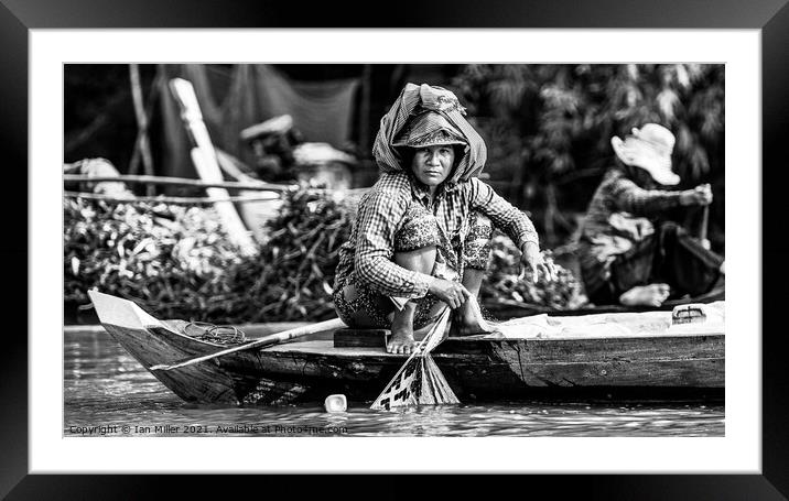 Woman Fishing in Vietnam Framed Mounted Print by Ian Miller