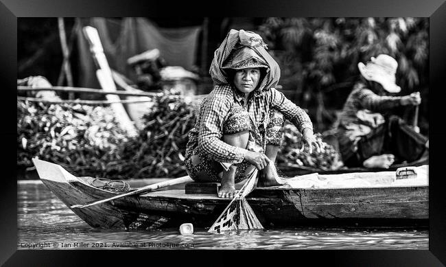 Woman Fishing in Vietnam Framed Print by Ian Miller