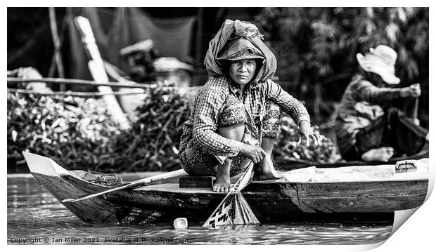 Woman Fishing in Vietnam Print by Ian Miller