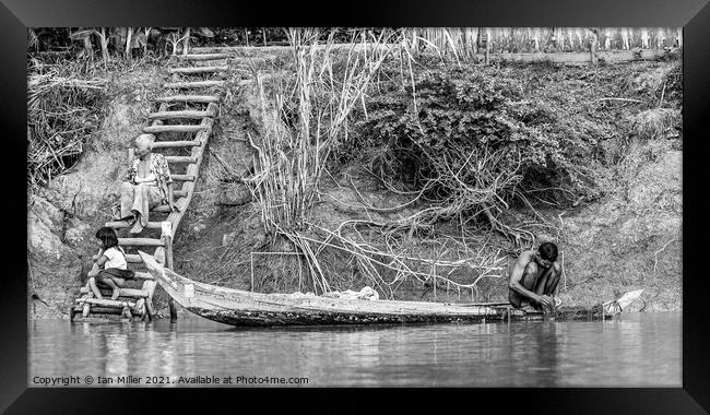 Boat on the Mekong Framed Print by Ian Miller