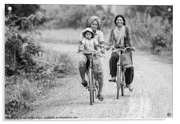 Bikes on a dirt road, Vietnam Acrylic by Ian Miller