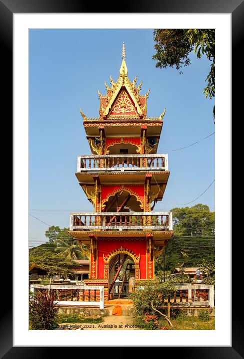 Decorative Bell Tower, Laos, Asia Framed Mounted Print by Ian Miller