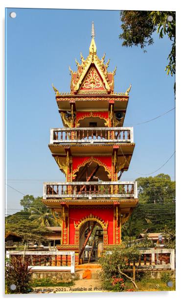 Decorative Bell Tower, Laos, Asia Acrylic by Ian Miller
