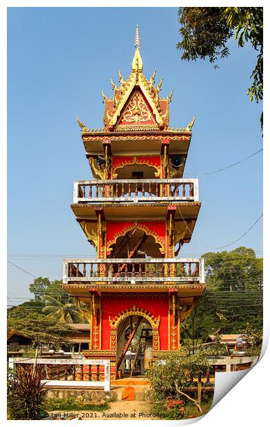 Decorative Bell Tower, Laos, Asia Print by Ian Miller