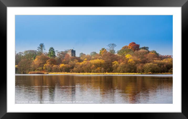 Reflections of Autumn colours at the Loch in Mugdock Country Park Framed Mounted Print by George Robertson