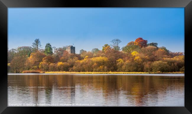 Reflections of Autumn colours at the Loch in Mugdock Country Park Framed Print by George Robertson