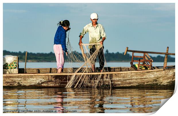 Fishing the Mekong River, Vietnam Print by Ian Miller