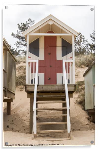 Union jack beach hut Acrylic by Clive Wells