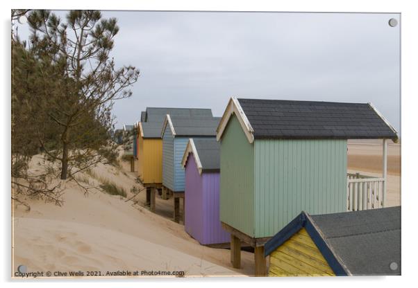 Beach huts in the dunes Acrylic by Clive Wells