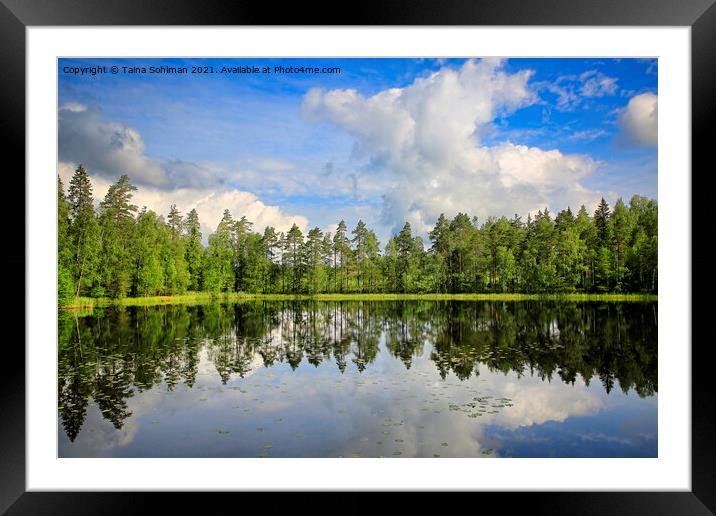 Calm Lake Sorvasto Reflections in the Summer Framed Mounted Print by Taina Sohlman